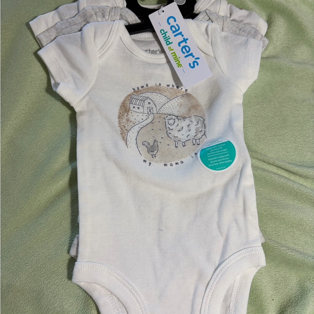 Carter's Cream Farm Print Bodysuit